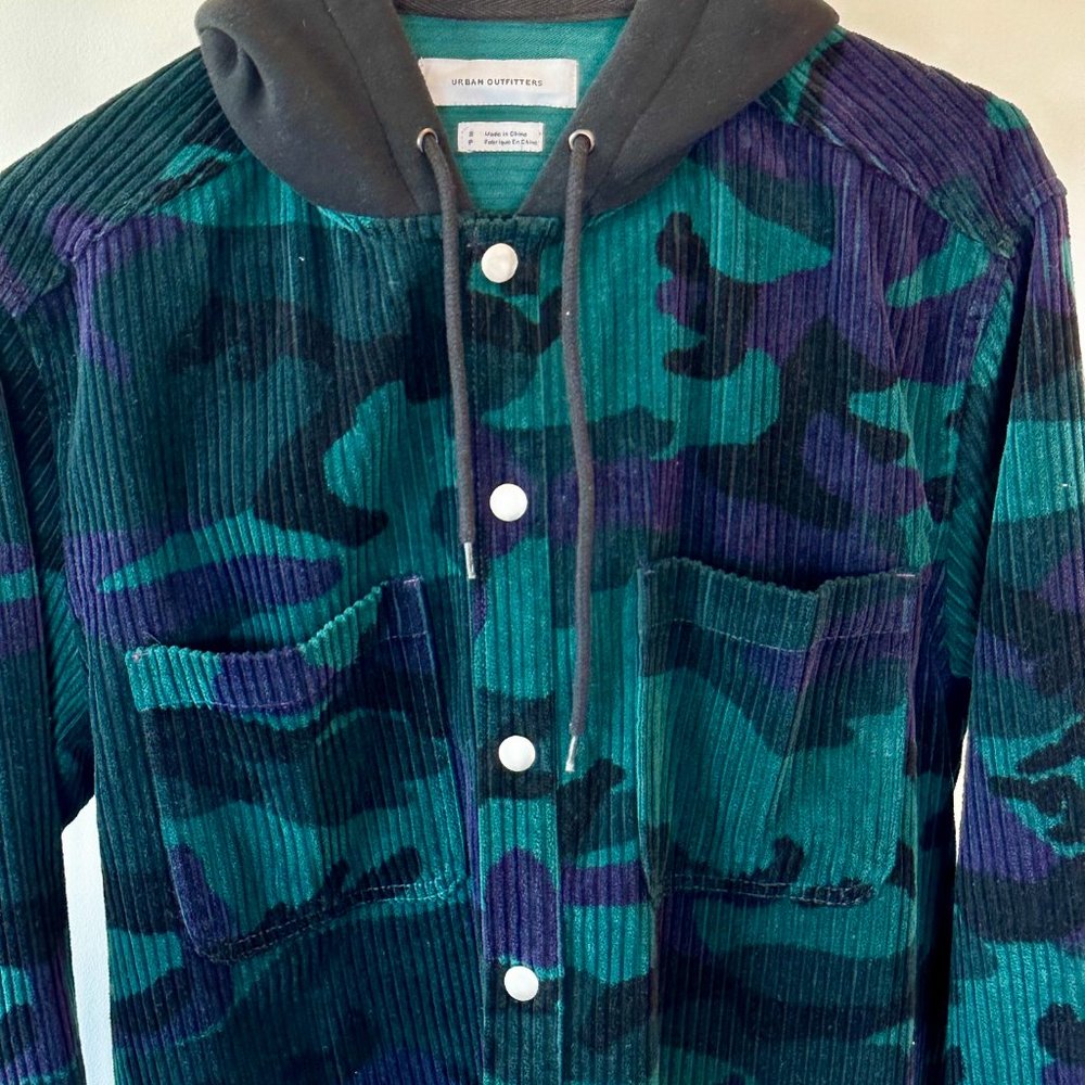 Urban Outfitters Corduroy Camo button-up jacket with hood